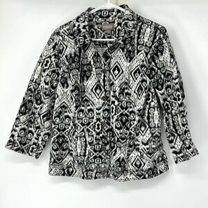 Chico’s women’s button down jacket size large (2)